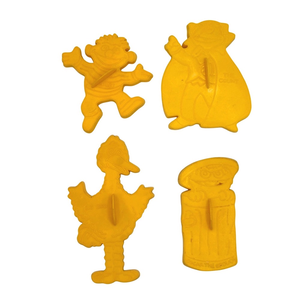 Vintage 70s Sesame Street Cookie Cutters Set of 4 Big Bird Oscar Ernie The Count